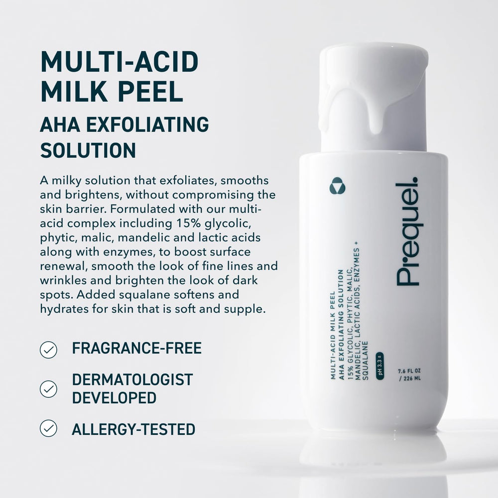 Textura lechosa del exfoliante Prequel que hidrata durante peel