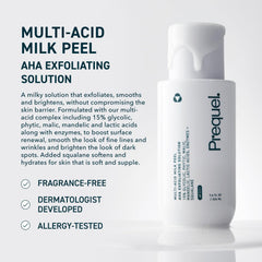 Textura lechosa del exfoliante Prequel que hidrata durante peel
