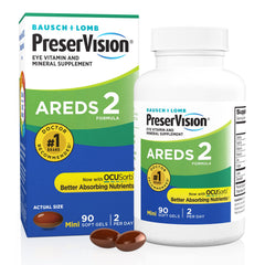 PreserVision frente del envase mostrando 90 softgels y beneficios