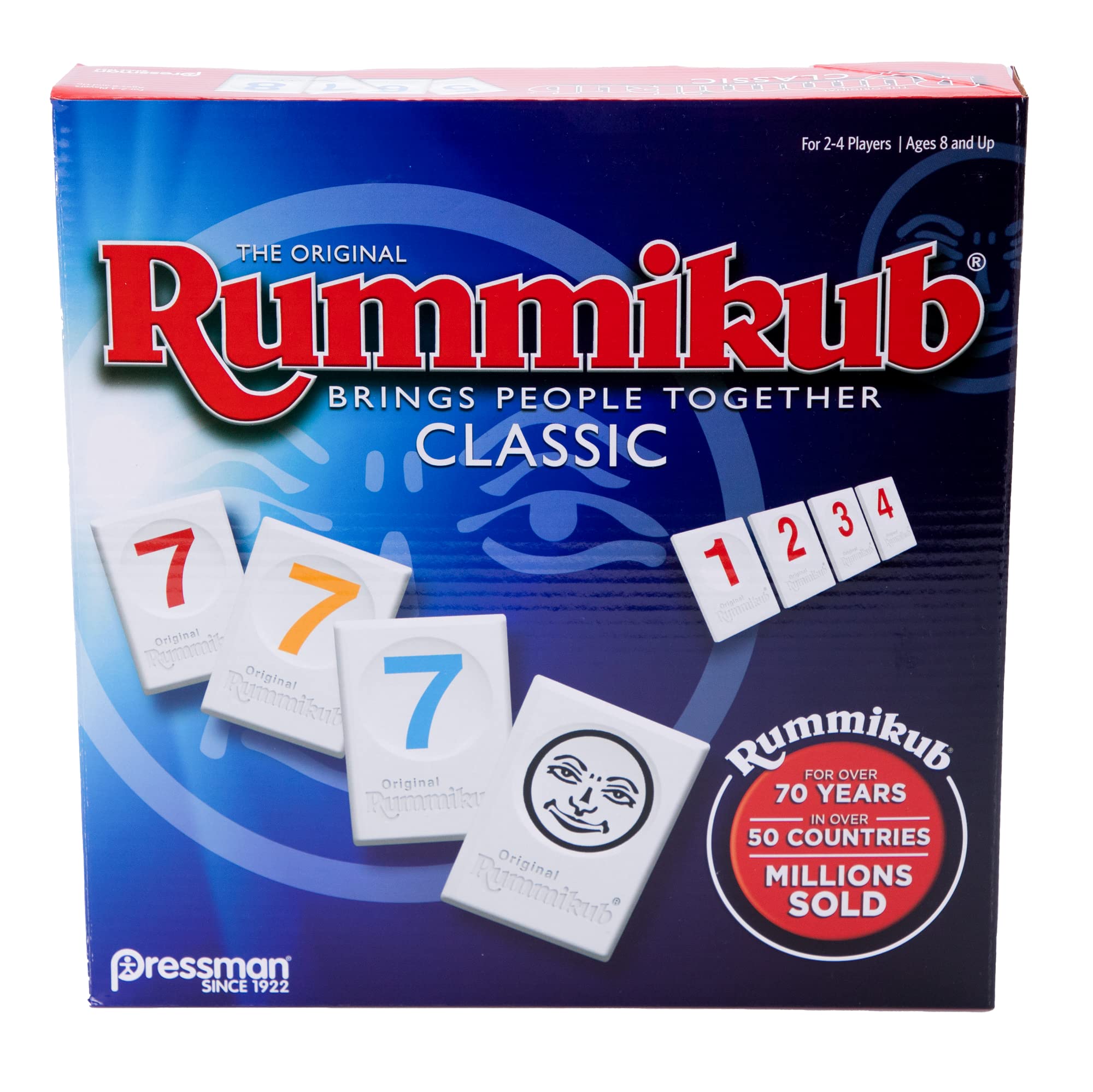 Pressman Rummikub frente del empaque mostrando el contenido y atractivo familiar