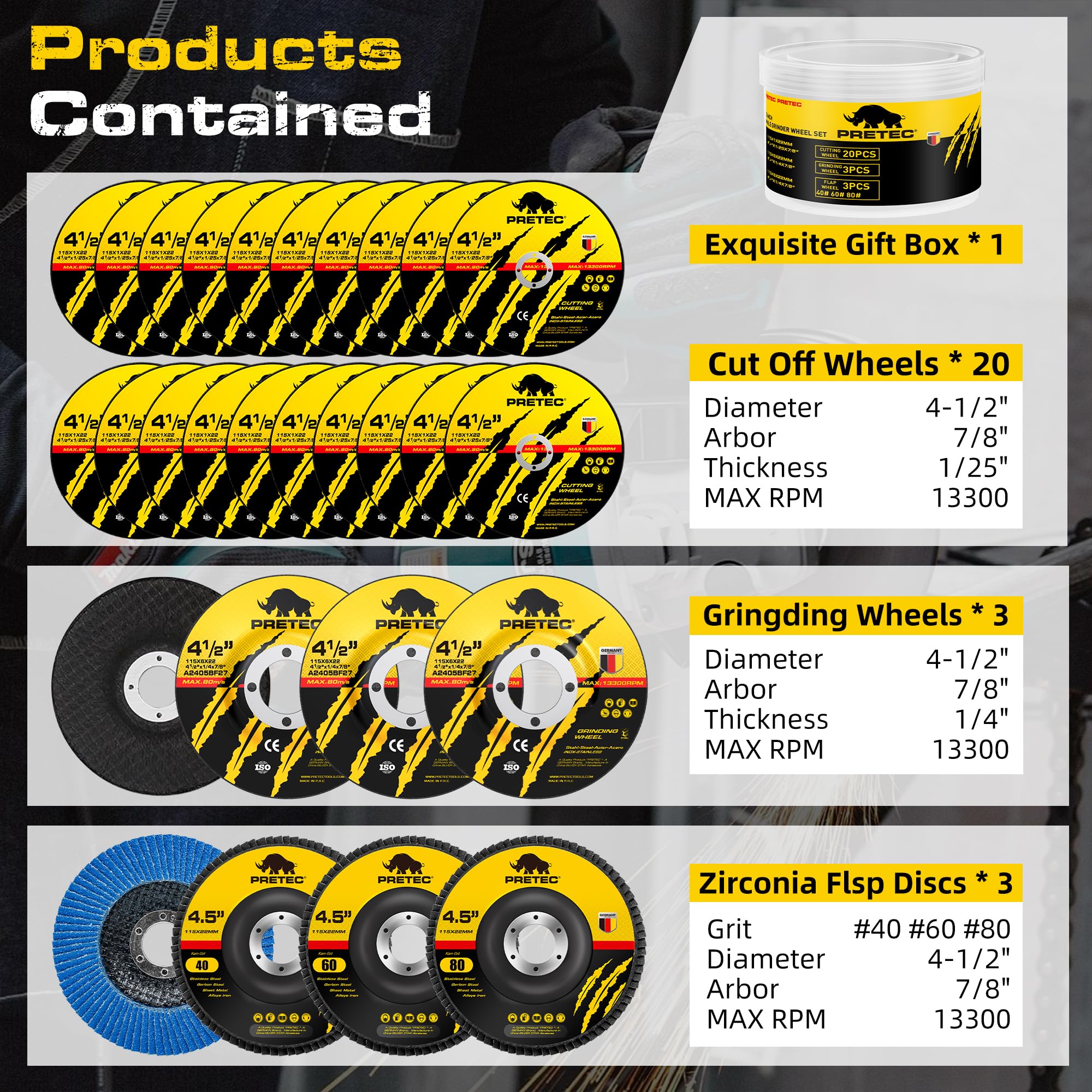 PRETEC cut-off wheel close-up edge for fast burr-free metal cutting