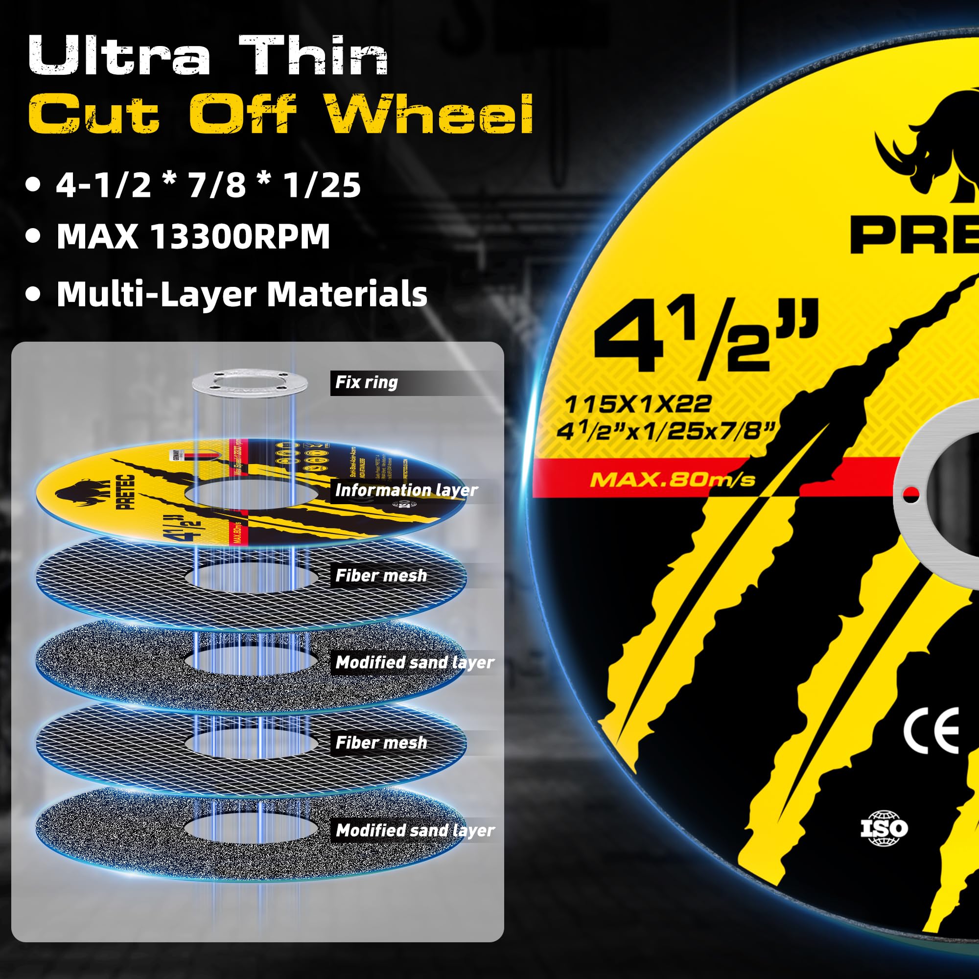 PRETEC 60-grit flap disc texture close-up for longer-lasting sanding