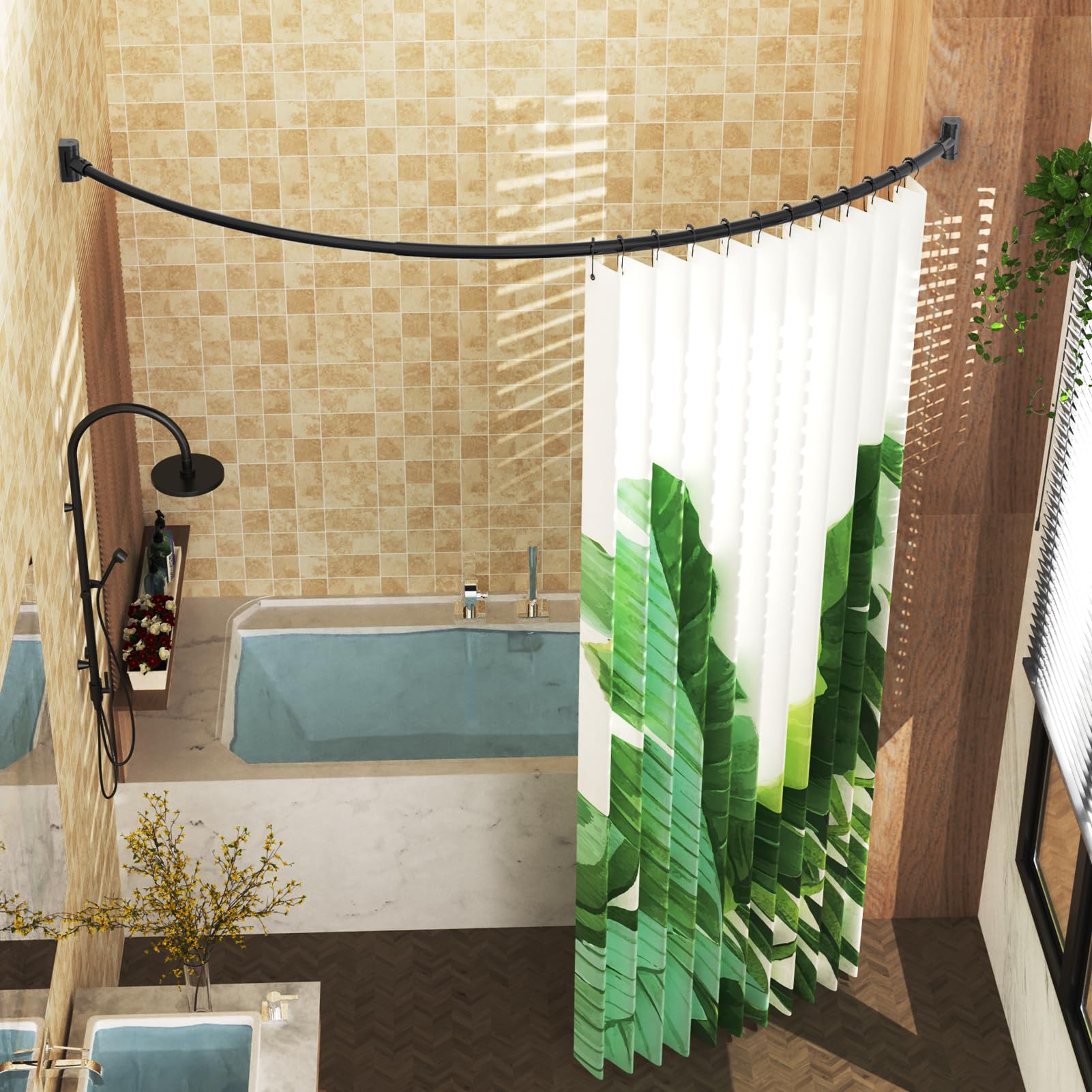 PrettyHome barral curvo integrado en baño moderno aportando estilo y funcionalidad