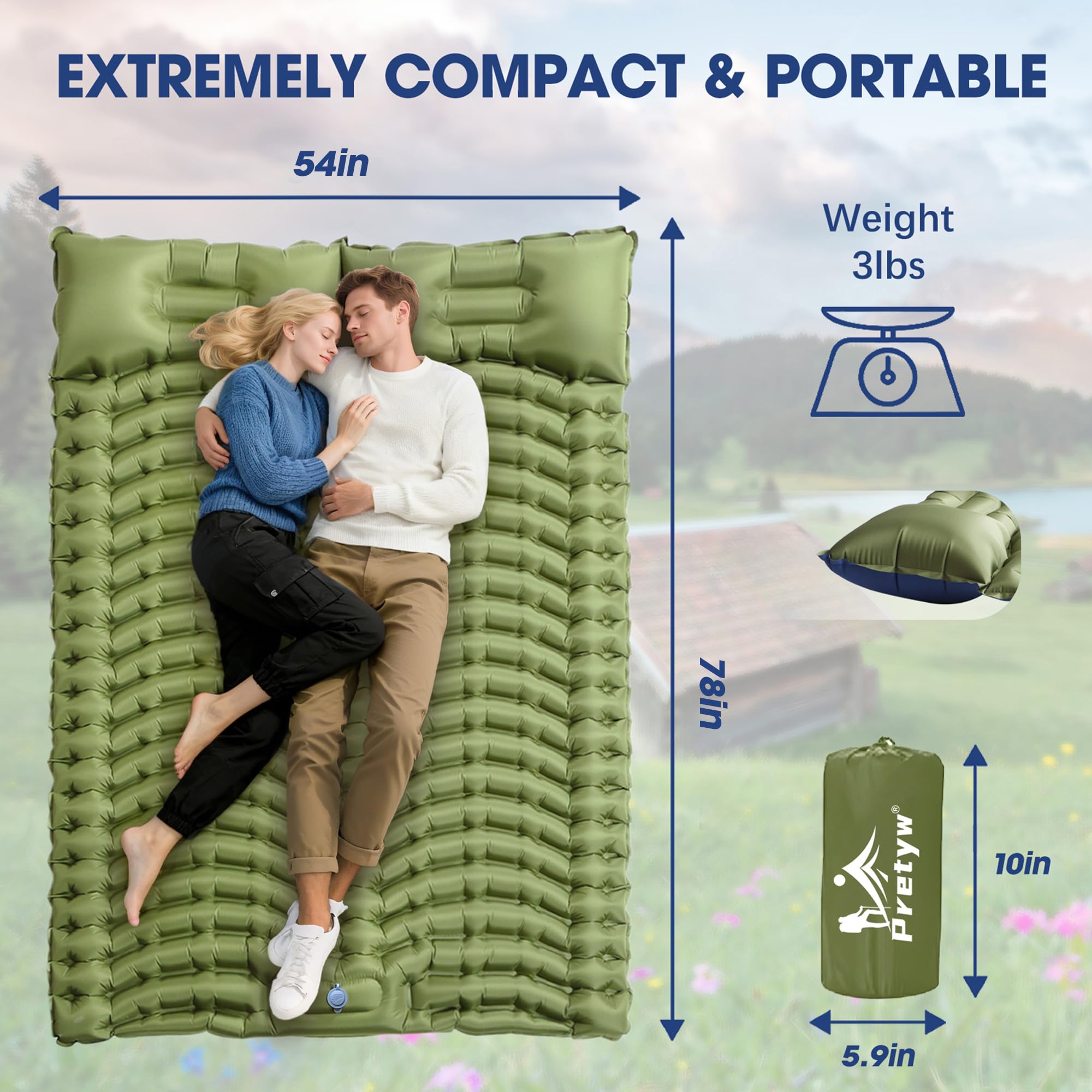 Pretyw detalle de la almohada integrada ofreciendo apoyo sin accesorios
