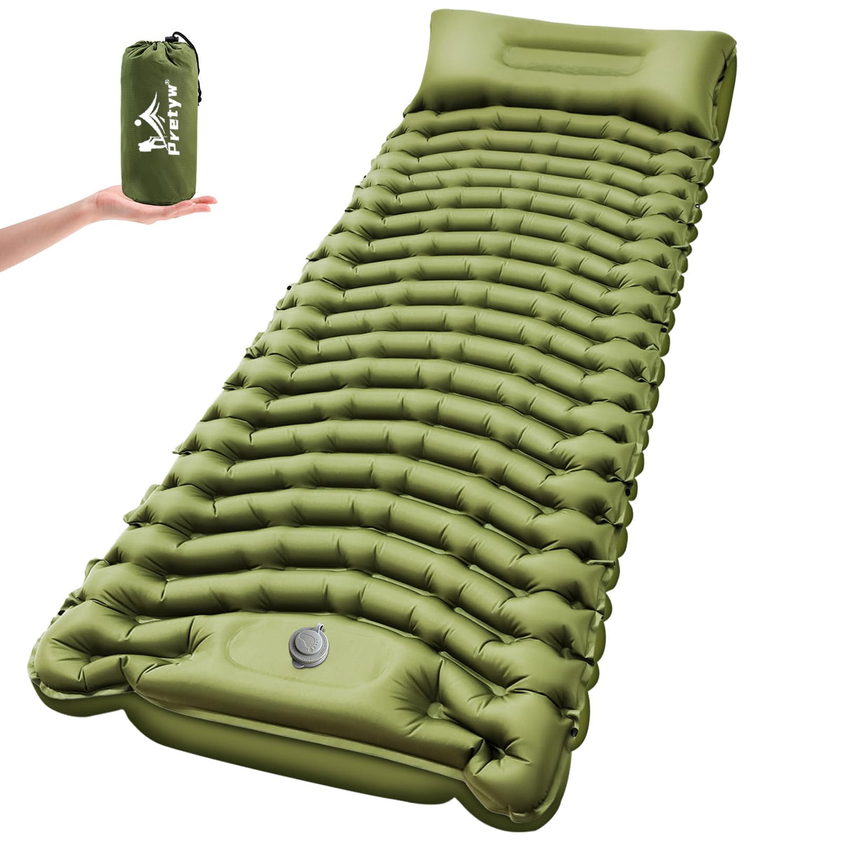Pretyw front view of sleeping pad showing full length and support benefits