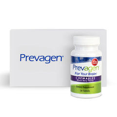 Prevagen frontal del empaque masticables mostrando el diseño y conveniencia