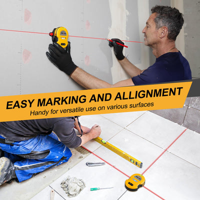PREXISO projecting bright cross lines on a wall for precise squaring