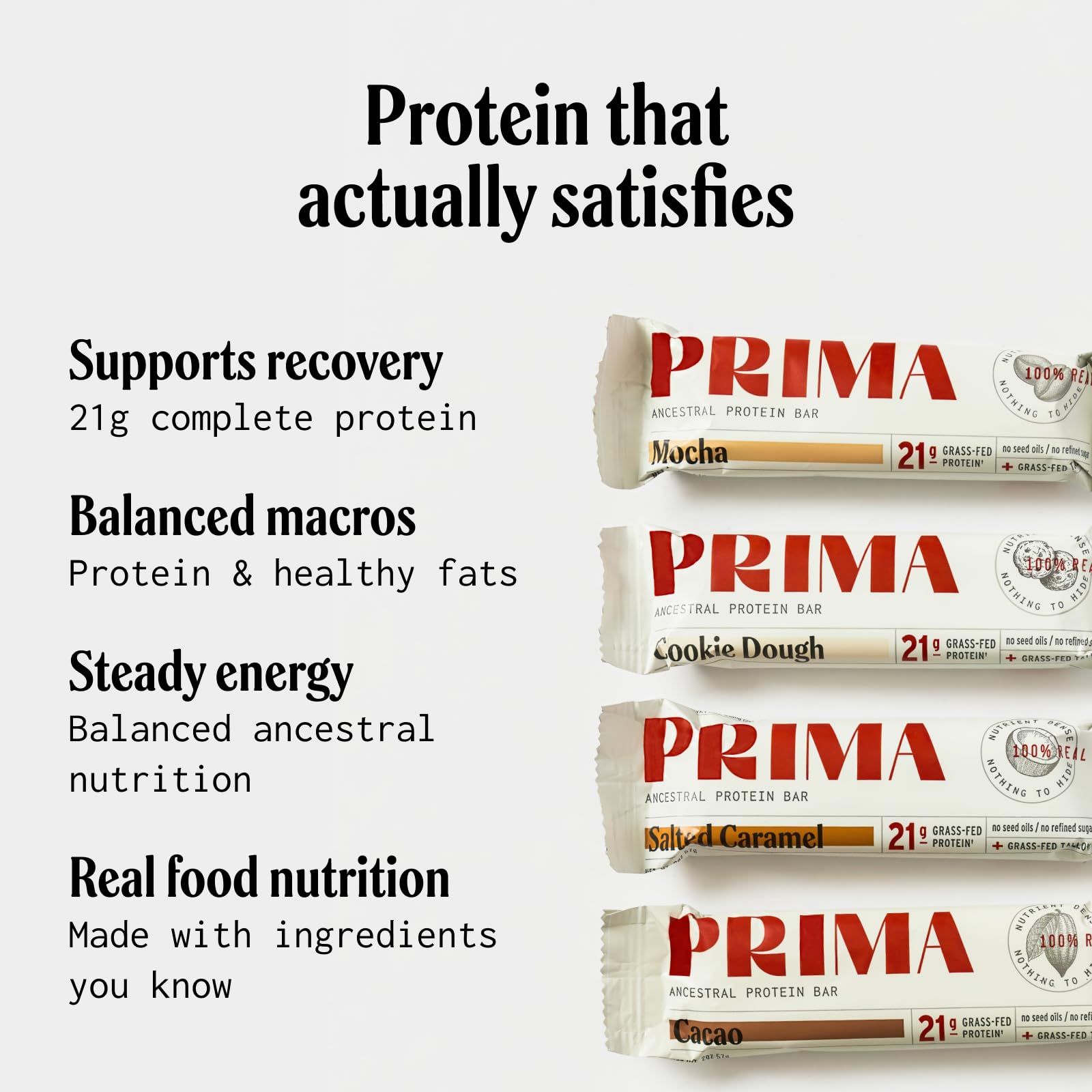 PRIMA barra mocha en consumo mostrando energía y sabor