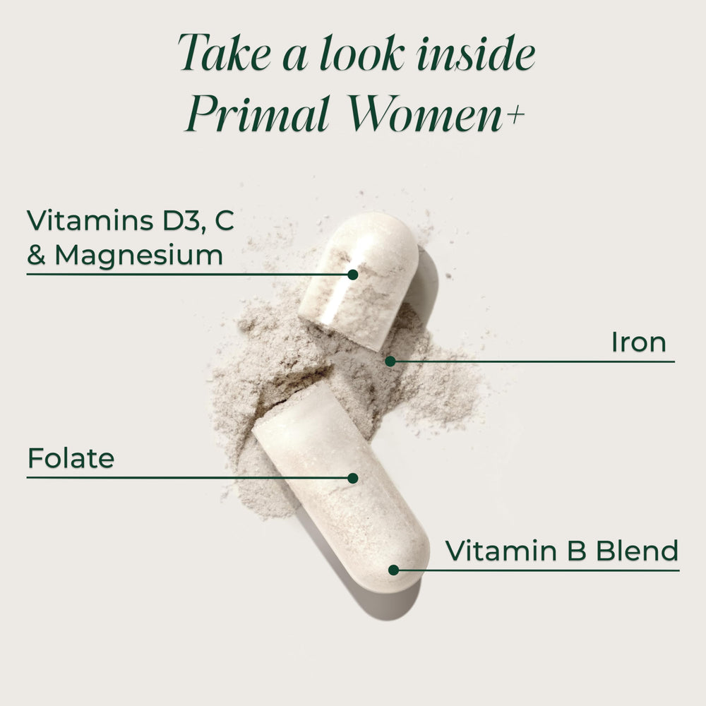 Primal Harvest etiqueta con lista de vitaminas y minerales visibles