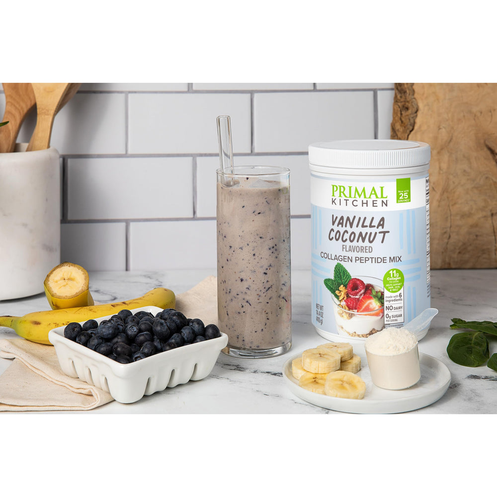 Primal Kitchen smoothie de vainilla preparado con el colágeno, sabor cremoso