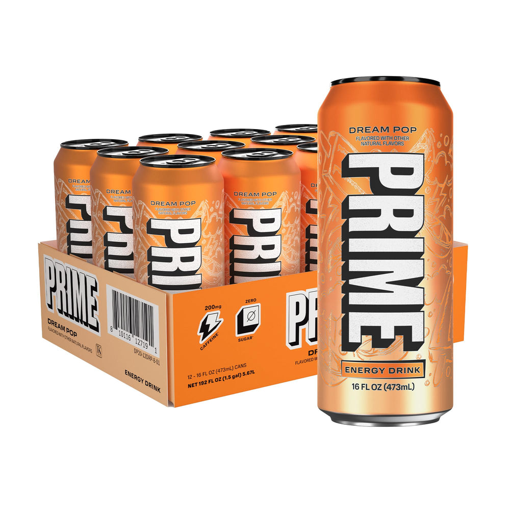 PRIME HYDRATION lata DREAMPOP frente mostrando diseño atractivo y beneficio energizante