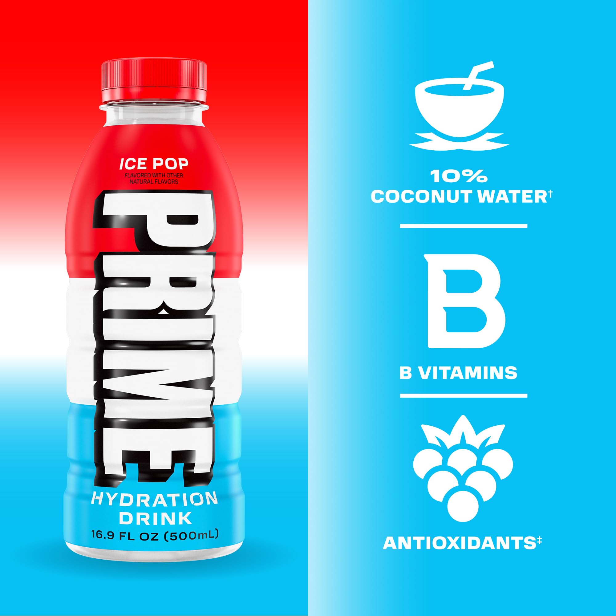 PRIME HYDRATION vertido en vaso para ver color y textura refrescante