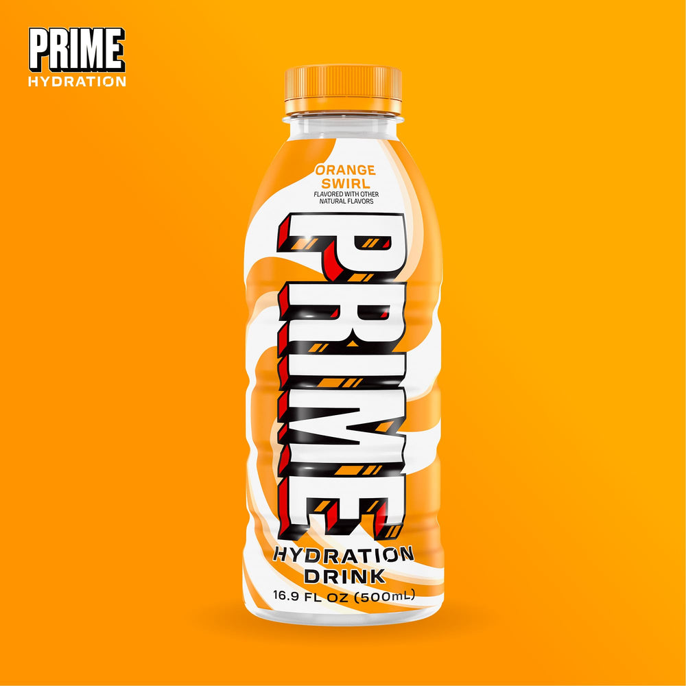 PRIME Hydration ingredientes naturales y naranja indicando sabor real