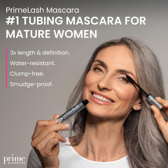 Prime Prometics aplicación en ojos maduros demostrando cobertura natural