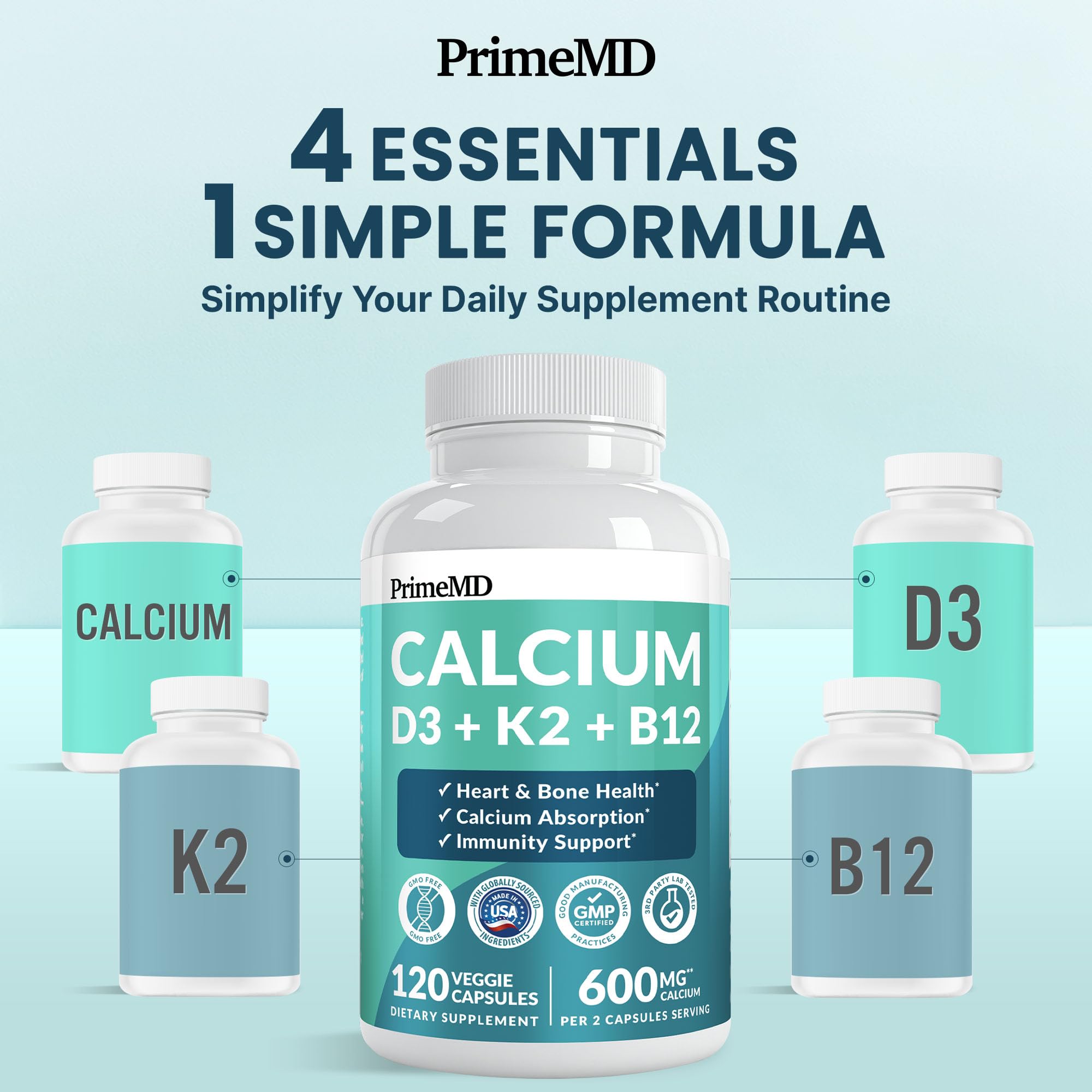 PrimeMD closeup etiqueta con información nutricional y dosis claras