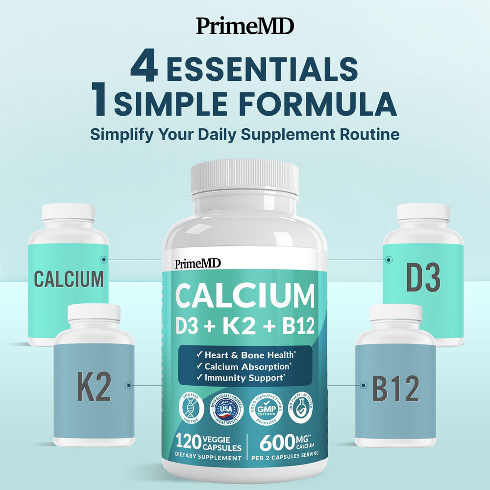 PrimeMD closeup etiqueta con información nutricional y dosis claras