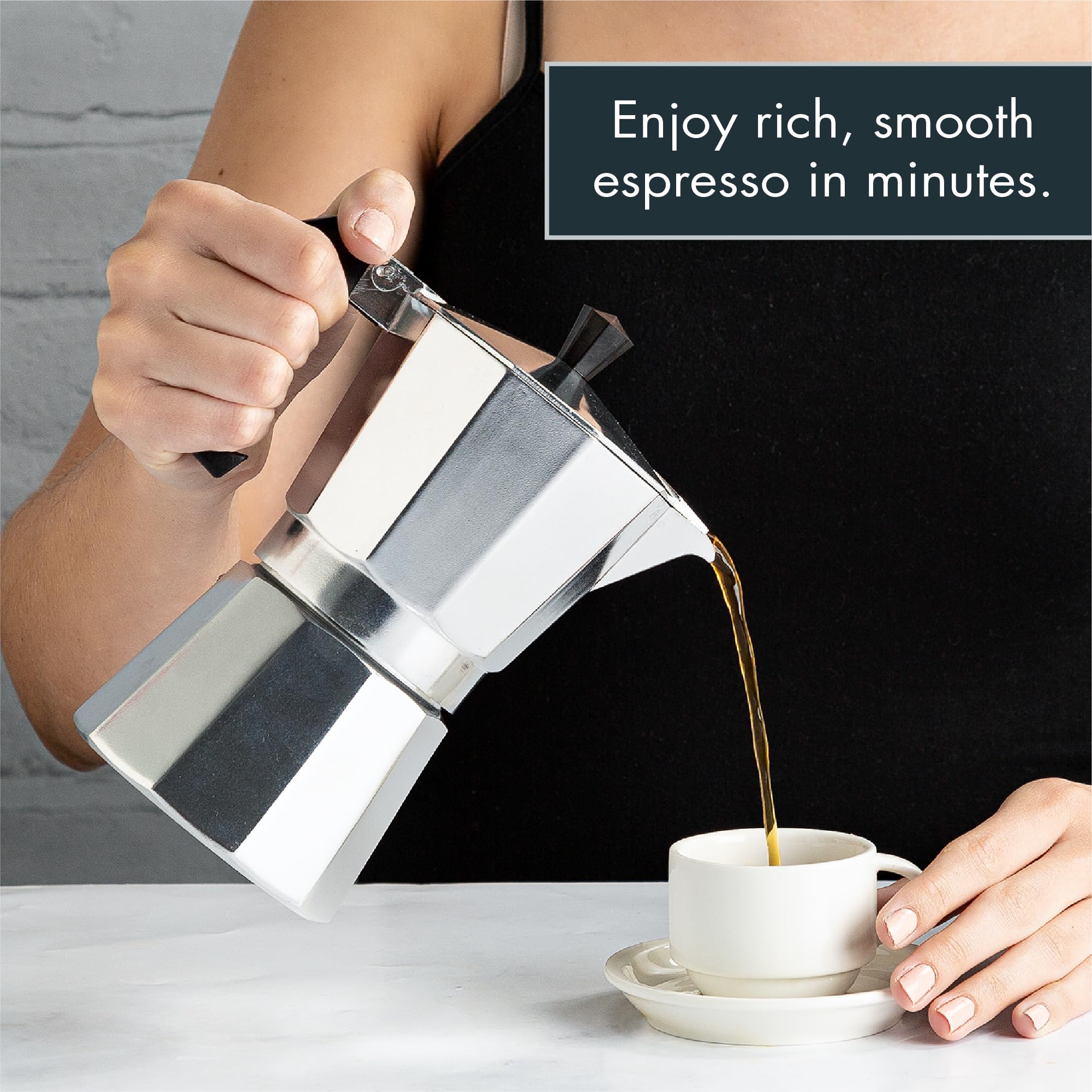 Primula on gas stove brewing espresso demonstrating portability and stovetop use