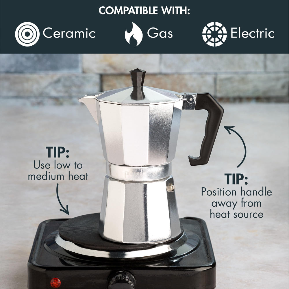 Primula side handle and flip-top lid for safe pouring and heat protection