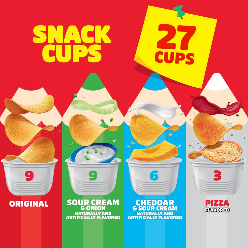 Pringles vaso abierto con patatas listo para comer y porciones individuales prácticas