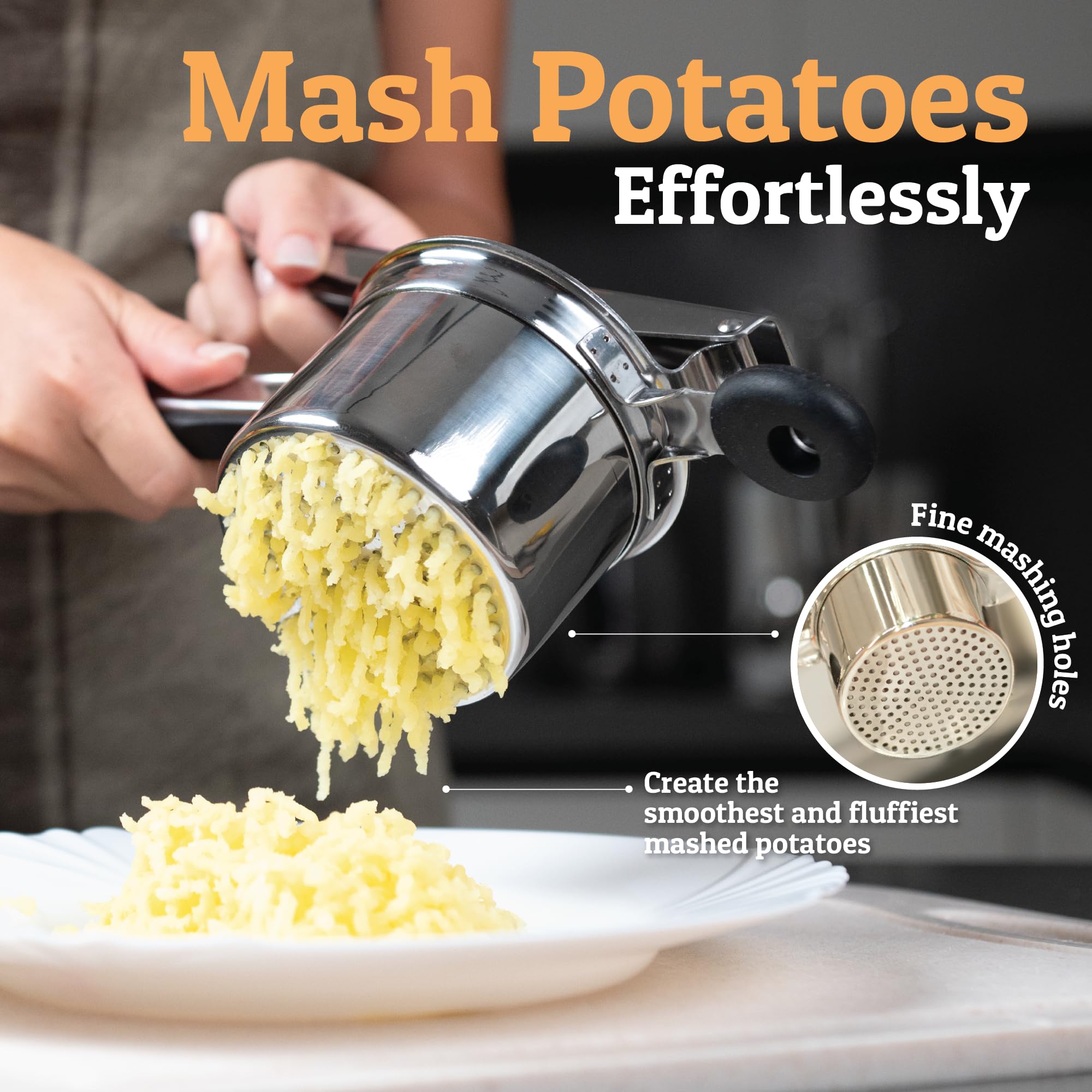 PriorityChef detalle de la cesta profunda con orificios de 3 mm para puré fino