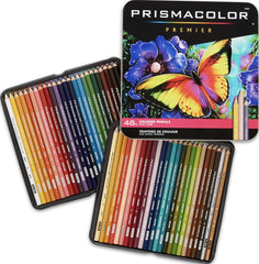 Prismacolor estuche frontal mostrando 48 colores vibrantes y almacenamiento