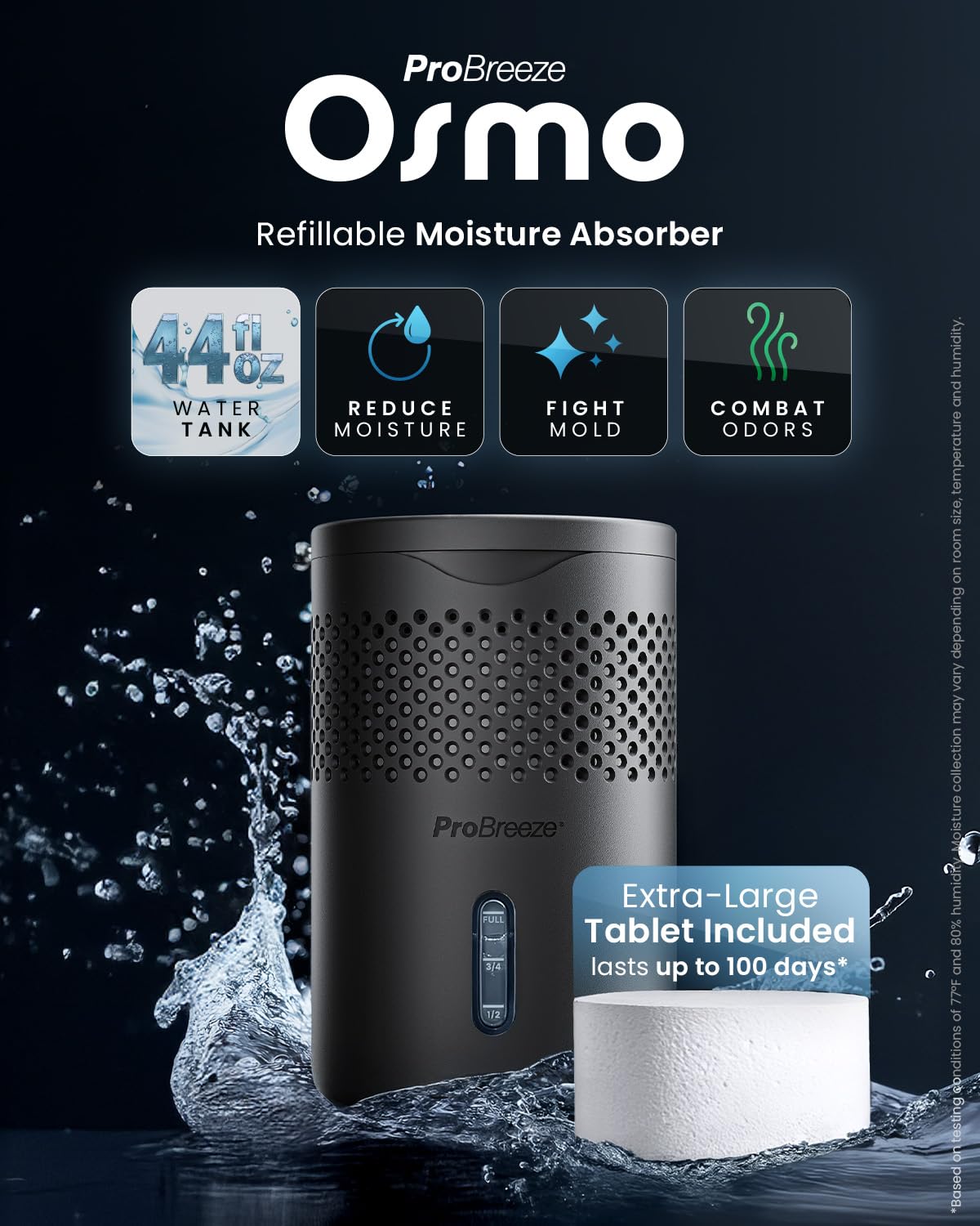 Pro Breeze Osmo primer plano de la tableta higroscópica con eficacia absorbente