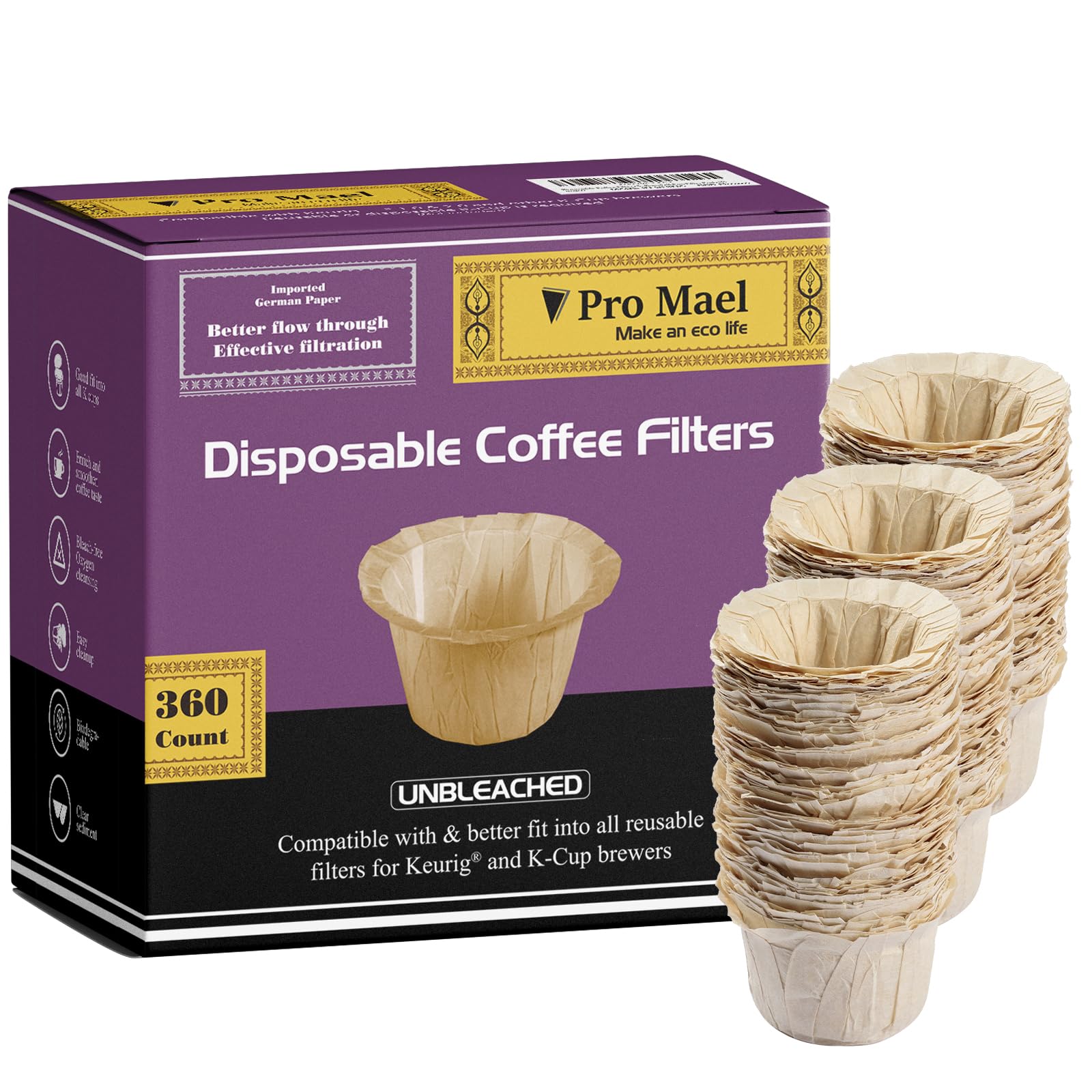 Pro Mael empaque frontal que muestra filtros y beneficios de limpieza