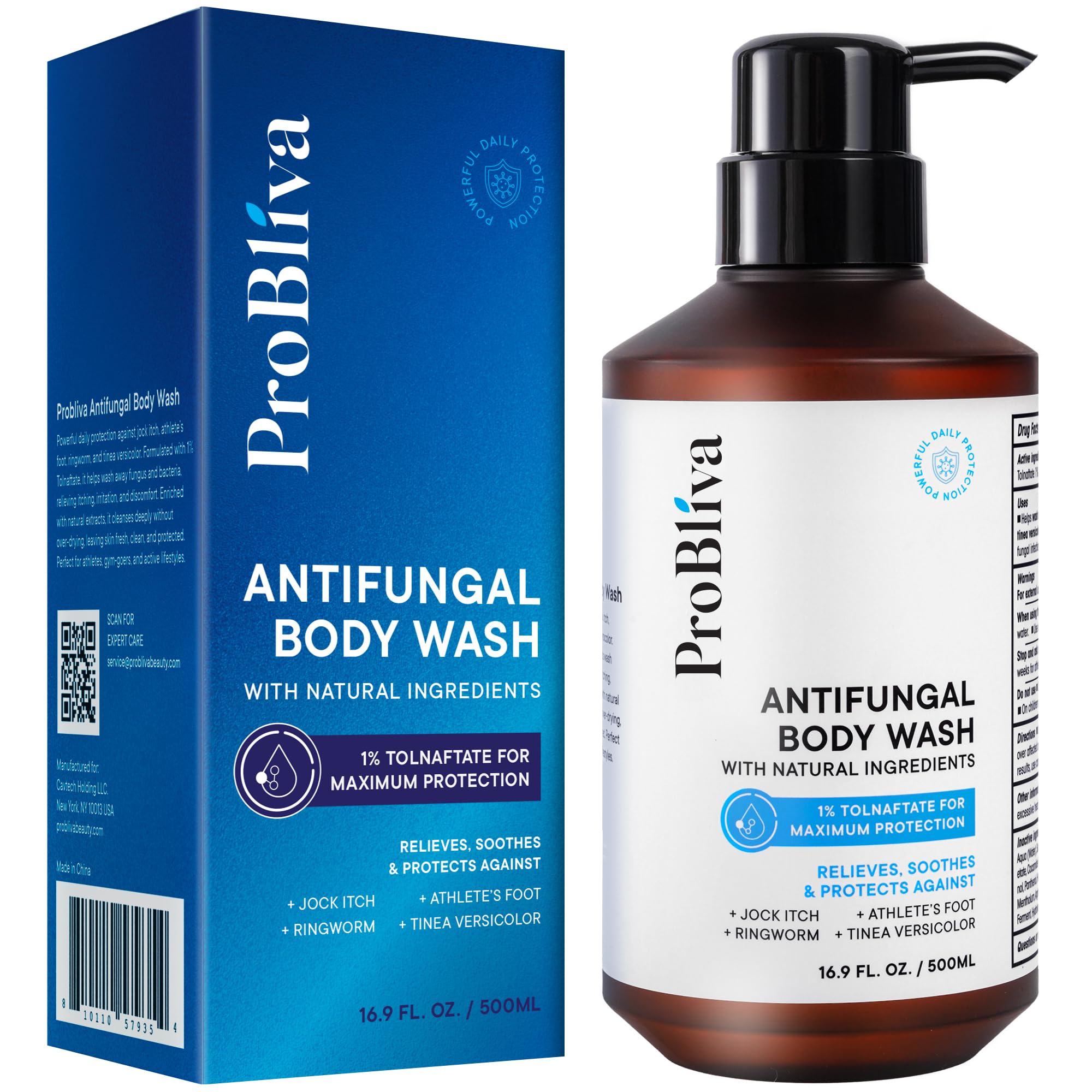 ProBliva envase frontal mostrando el gel antifúngico y beneficio de limpieza