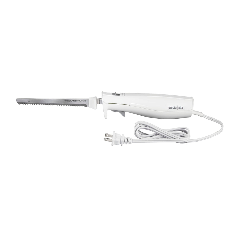 Proctor Silex cuchillo eléctrico frontal mostrando diseño compacto y uso fácil