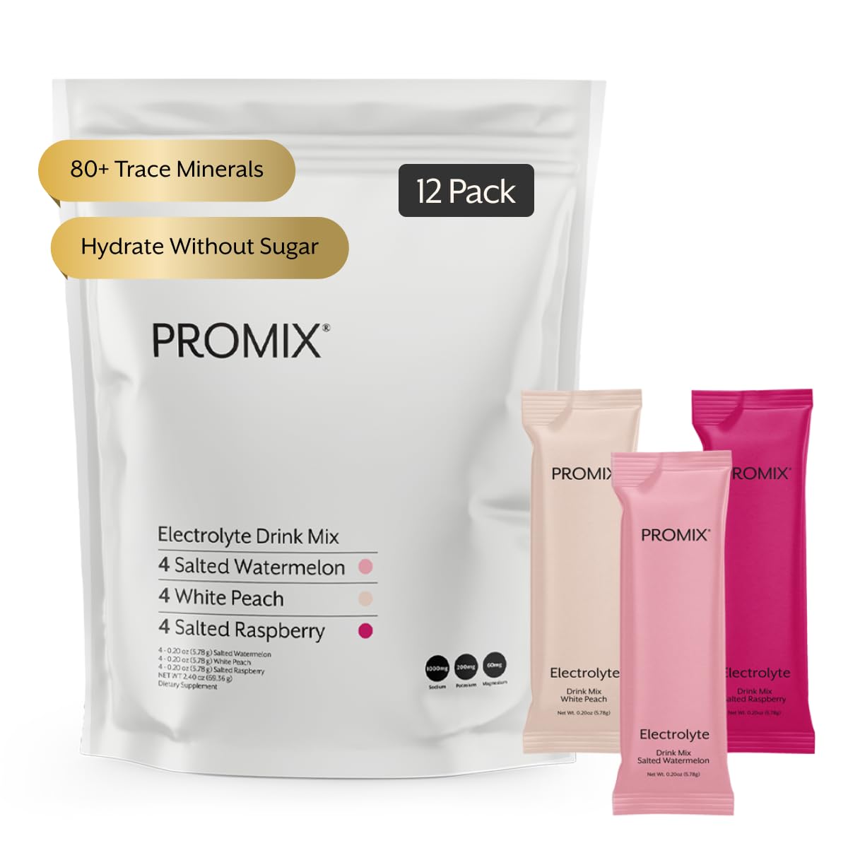 ProMix Nutrition empaquetado frontal con sobres individuales mostrando portabilidad y limpieza