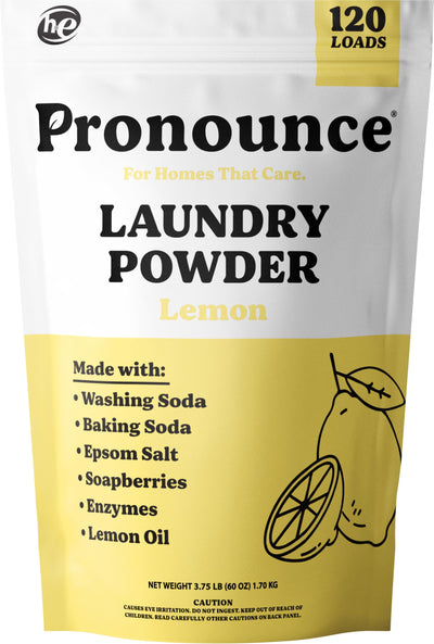 Pronounce front packaging bag showing product and 120 loads benefit