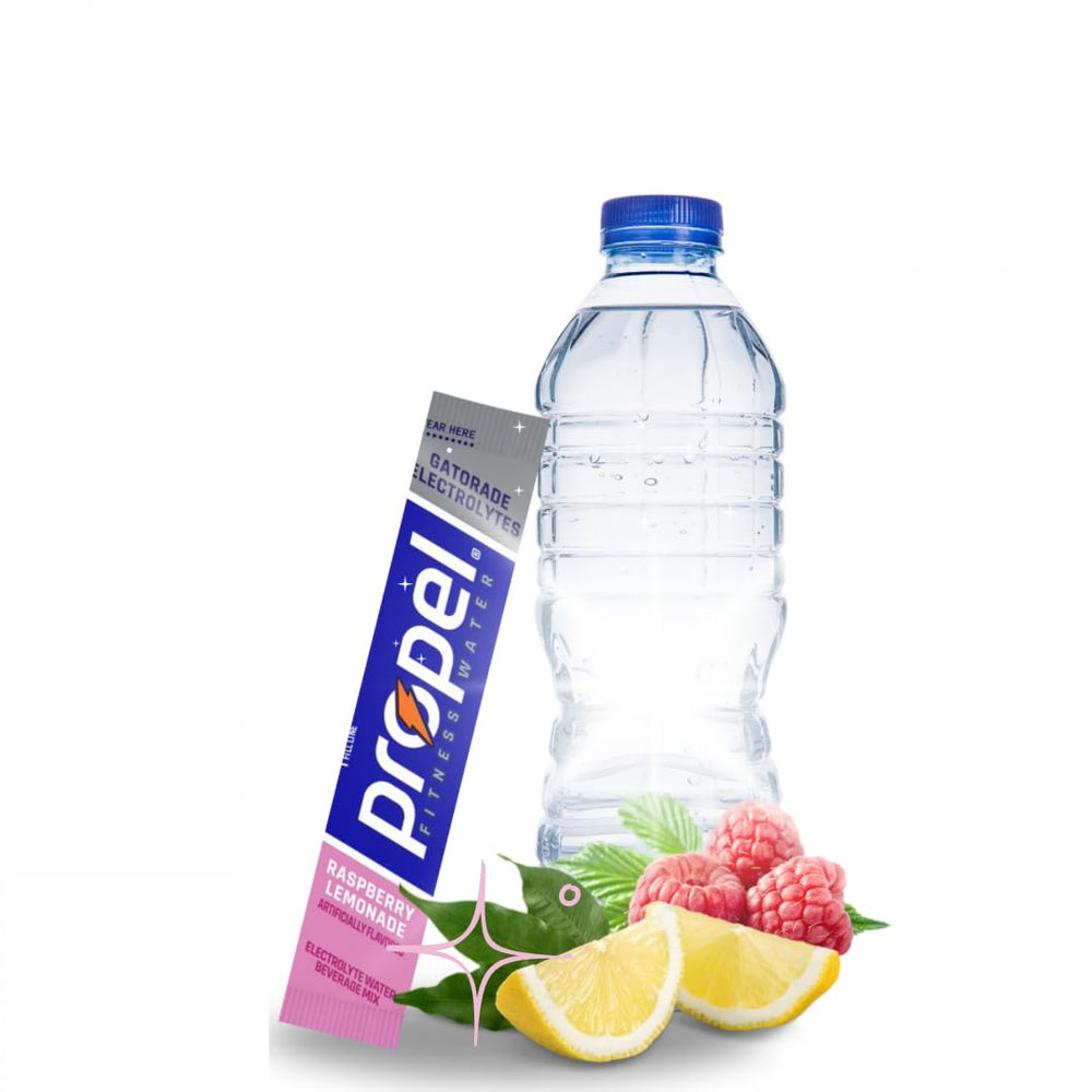Propel flavor packets array on table illustrating variety and choice