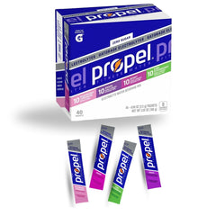 Propel 40 pack front packaging showing variety and convenience