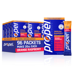 Propel front packaging orange raspberry showing brand and quantity benefit convenience