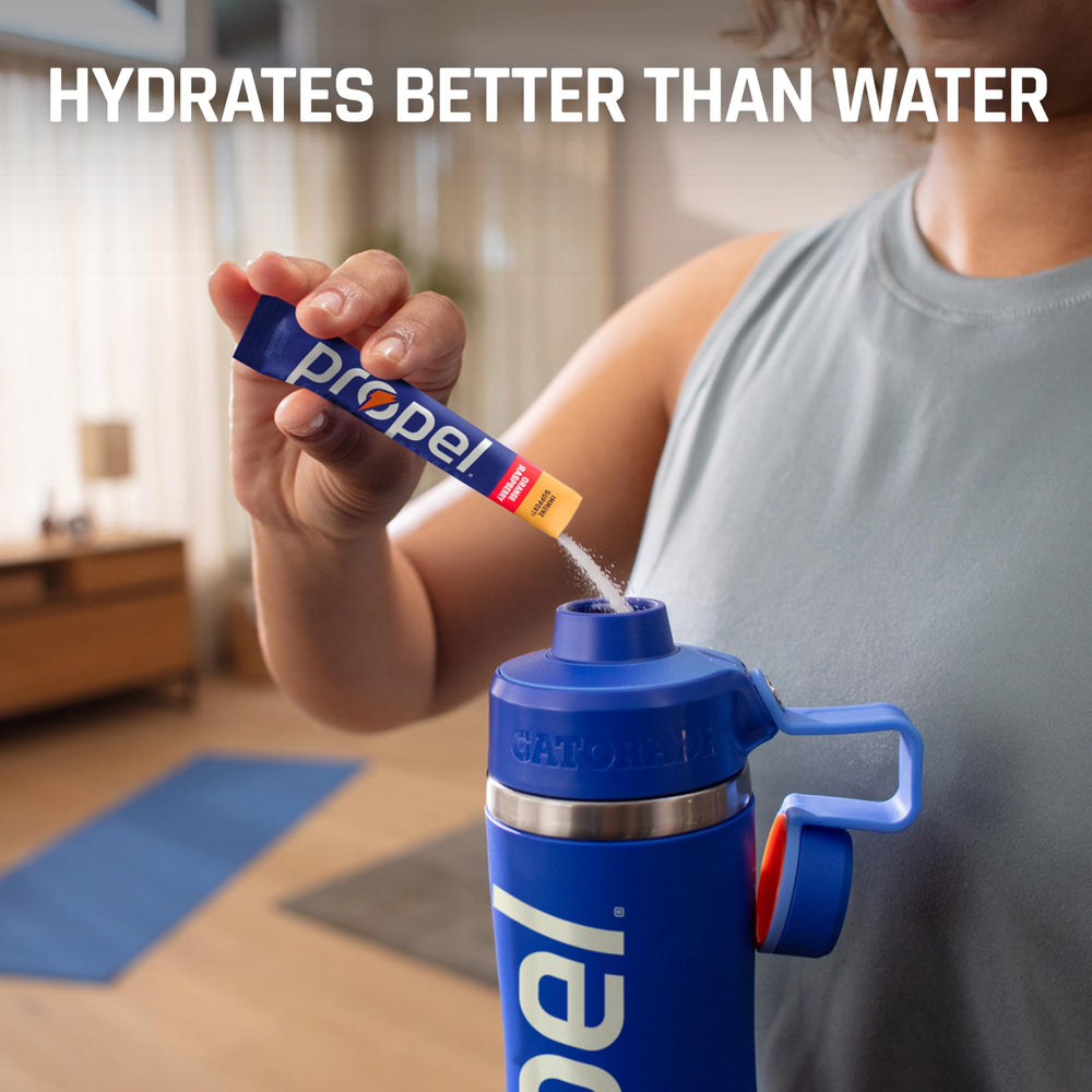 Propel open box showing sticks ready to grab for portable daily hydration benefit