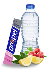 Propel raspberry lemonade packet close-up highlighting easy single-serve