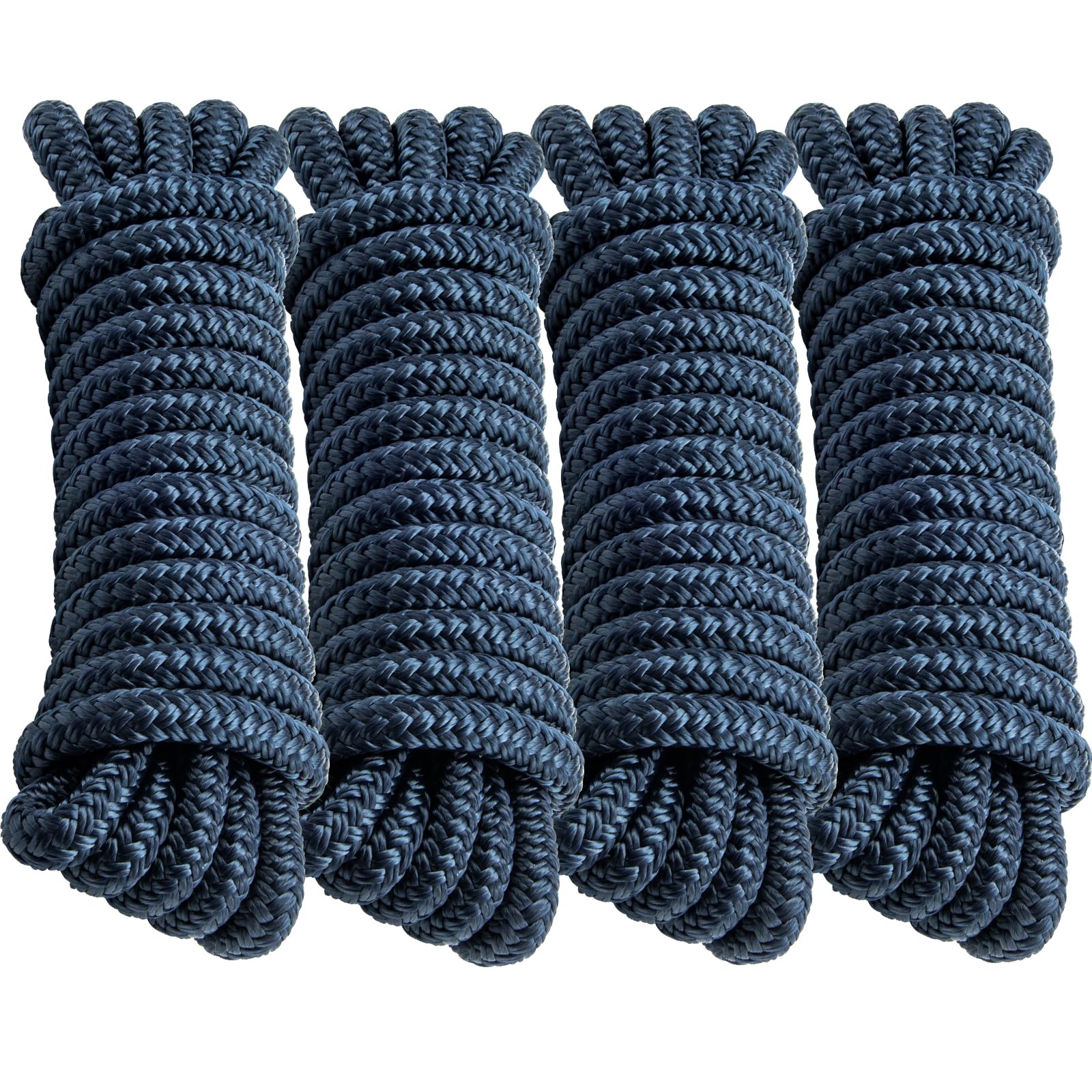 PropelTech cuerda de amarre frontal mostrando longitud y color azul marino, durable