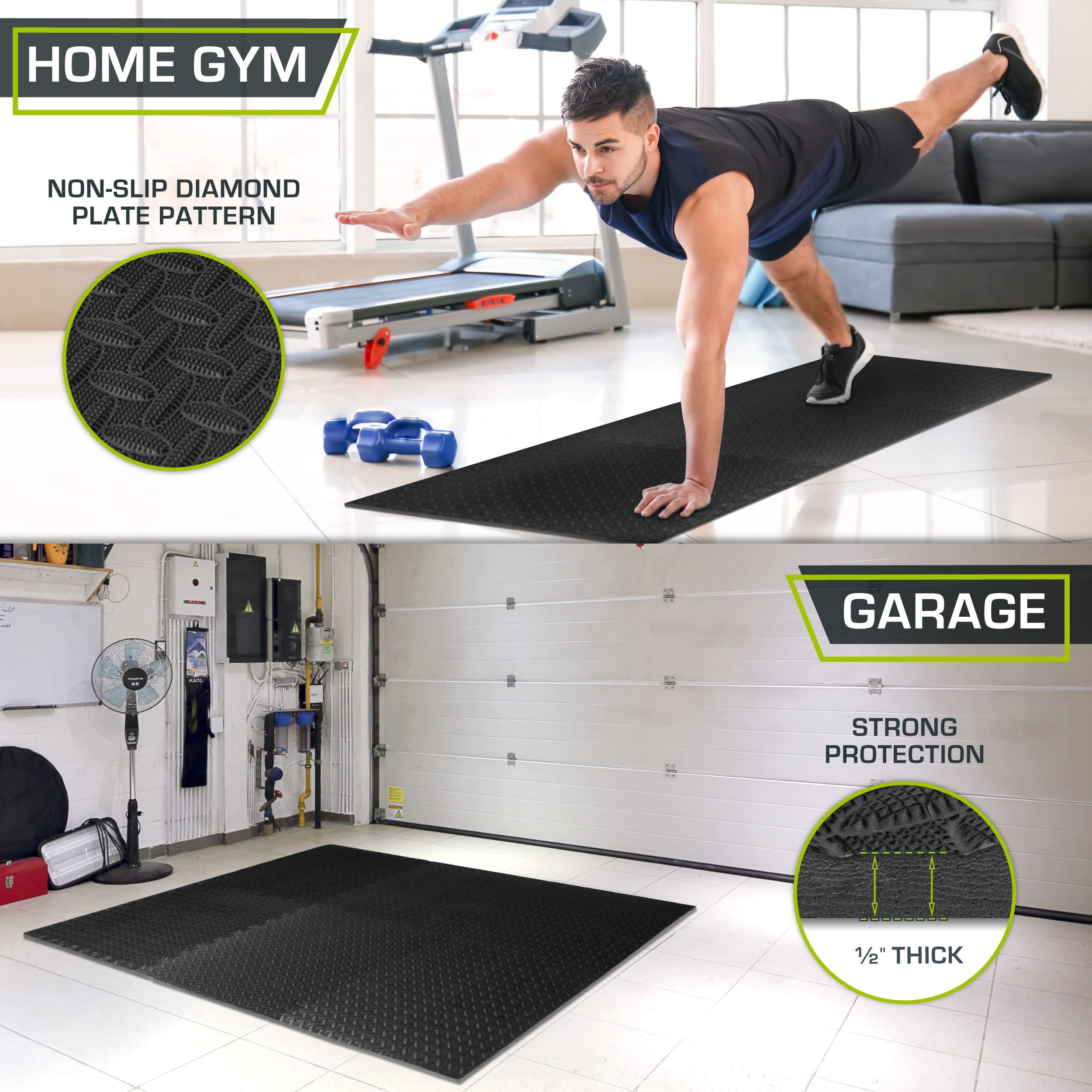 ProsourceFit losetas instaladas en gimnasio en casa reduciendo ruido