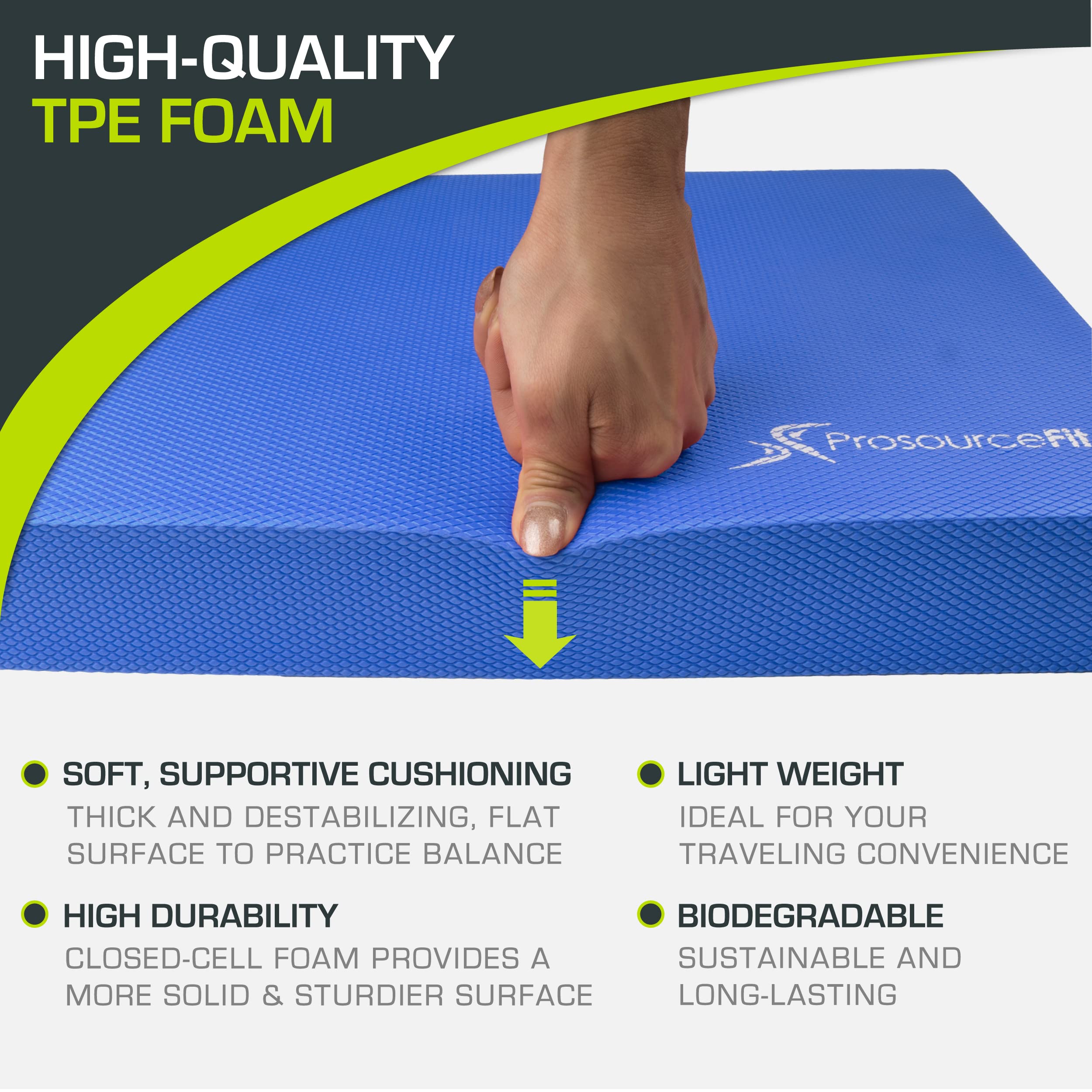 ProsourceFit persona haciendo sentadilla a una pierna sobre la pad, mejora del equilibrio