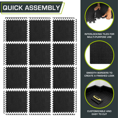 ProSource tile next to tape measure showing 24x24 inch tile size and scale