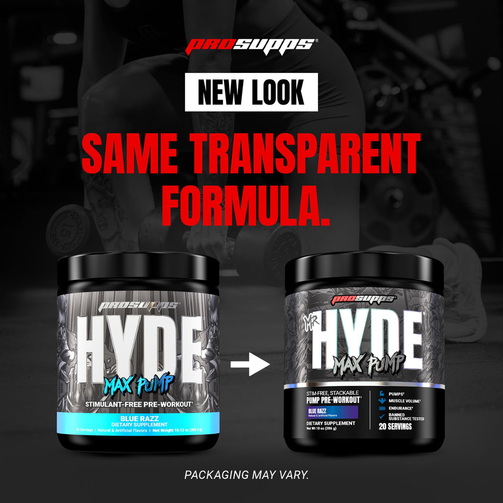 Caja y tuber de Mr. Hyde Max Pump Blue Razz destacando sabor afrutado