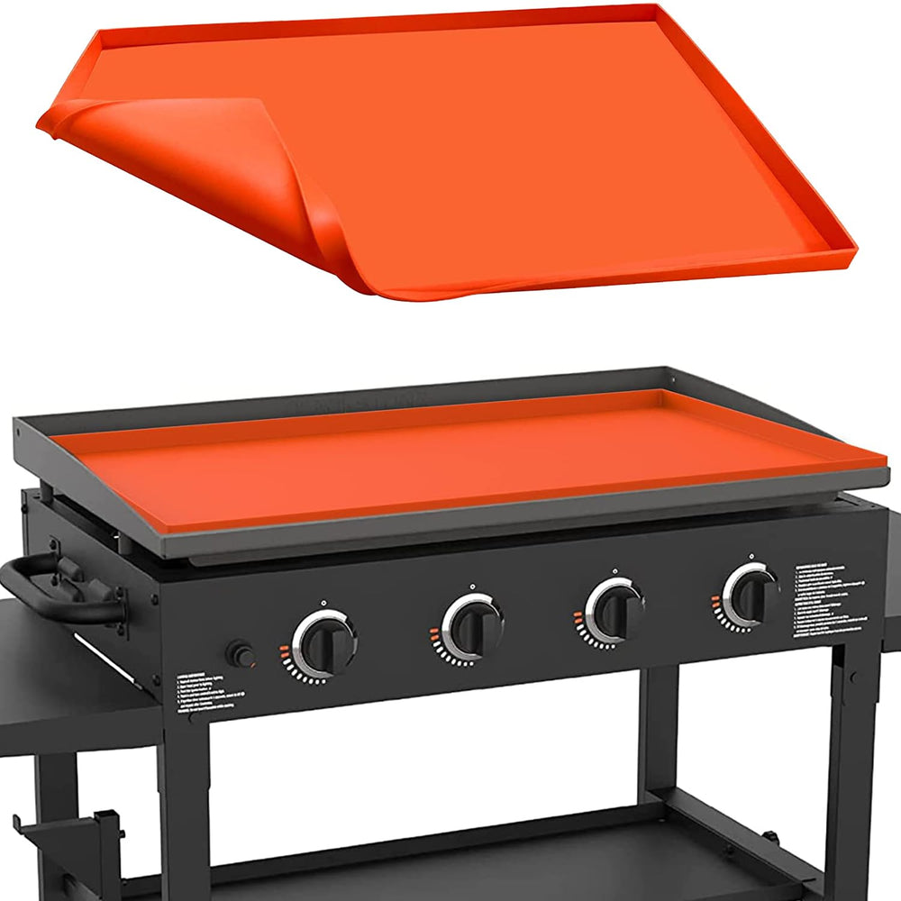 Protebox tapete frontal cubriendo una plancha Blackstone, protección inmediata