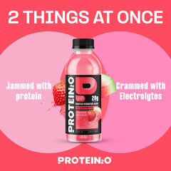 Protein2o primer plano líquido claro que muestra textura ligera y refrescante
