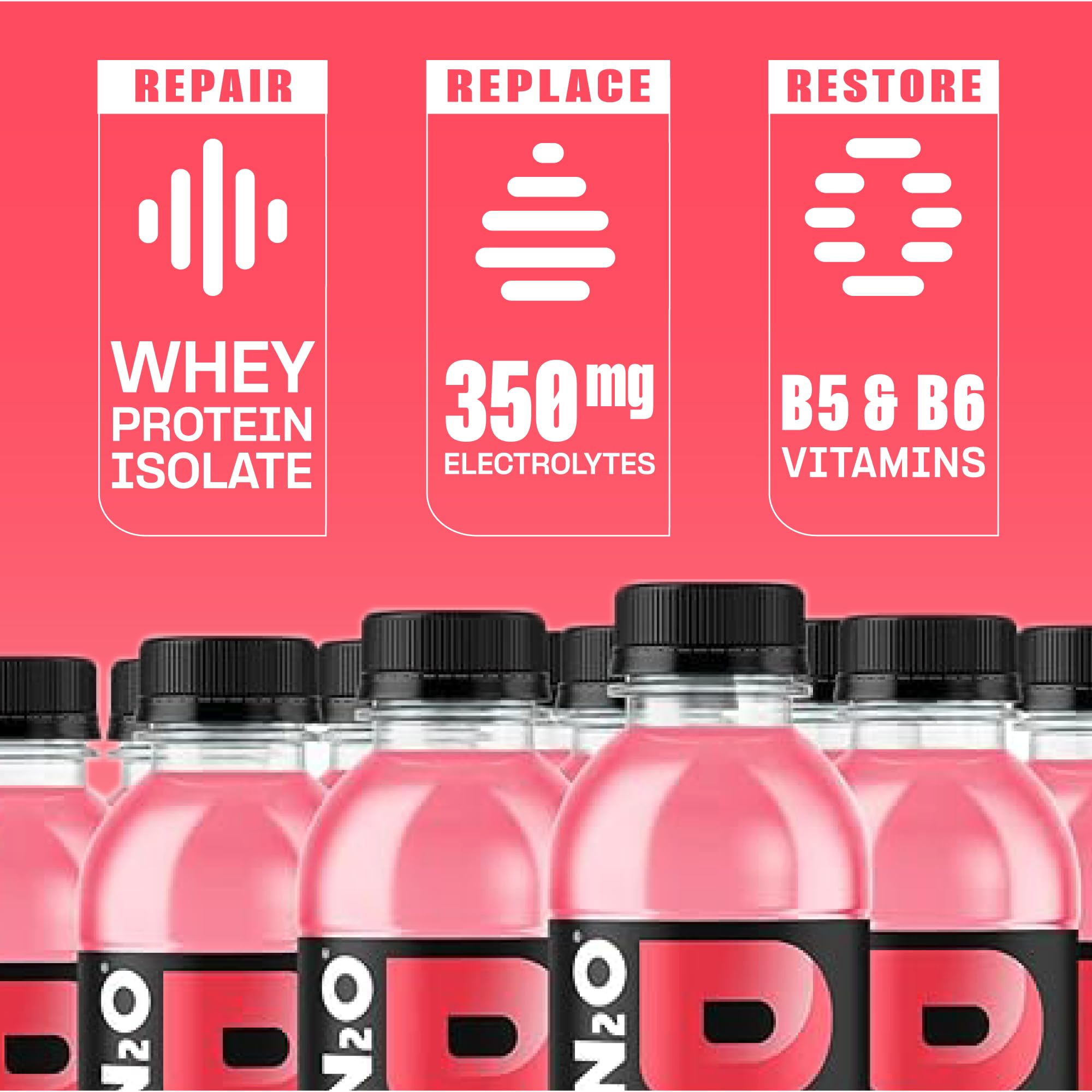 Protein2o etiqueta con ingredientes y vitaminas B5 B6 para confianza nutricional