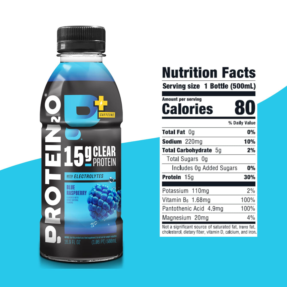 Protein2o nutrition label close-up highlighting protein and electrolytes