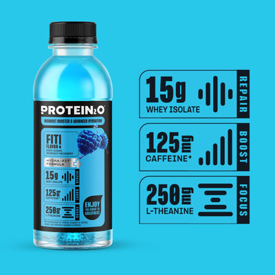 Protein2o bottle in gym bag for on-the-go hydration and recovery