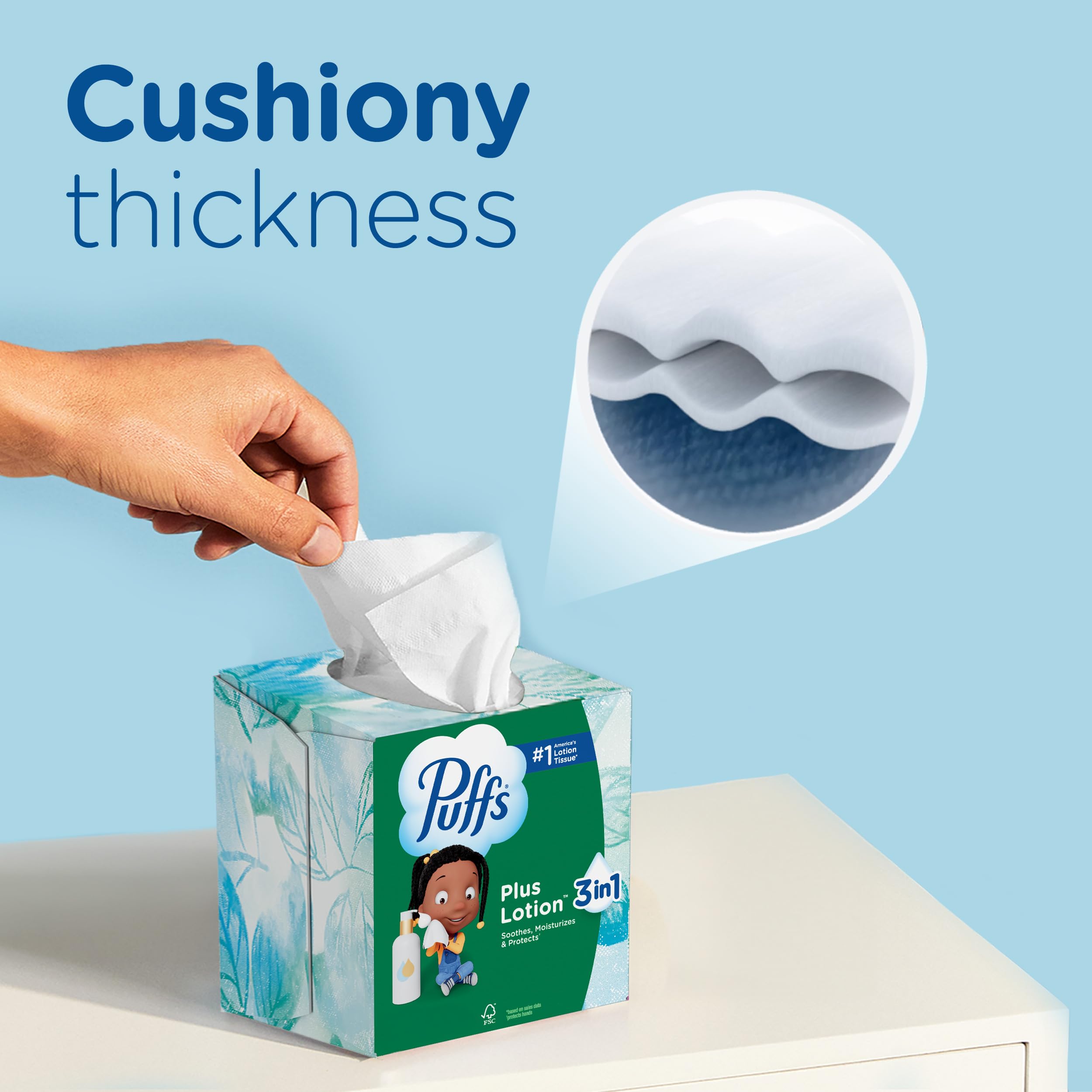 Comparación de tamaño de caja Puffs para ubicar en mesas y escritorios