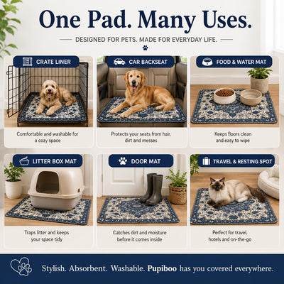 PUPIBOO pad in crate protecting bedding and absorbing spills