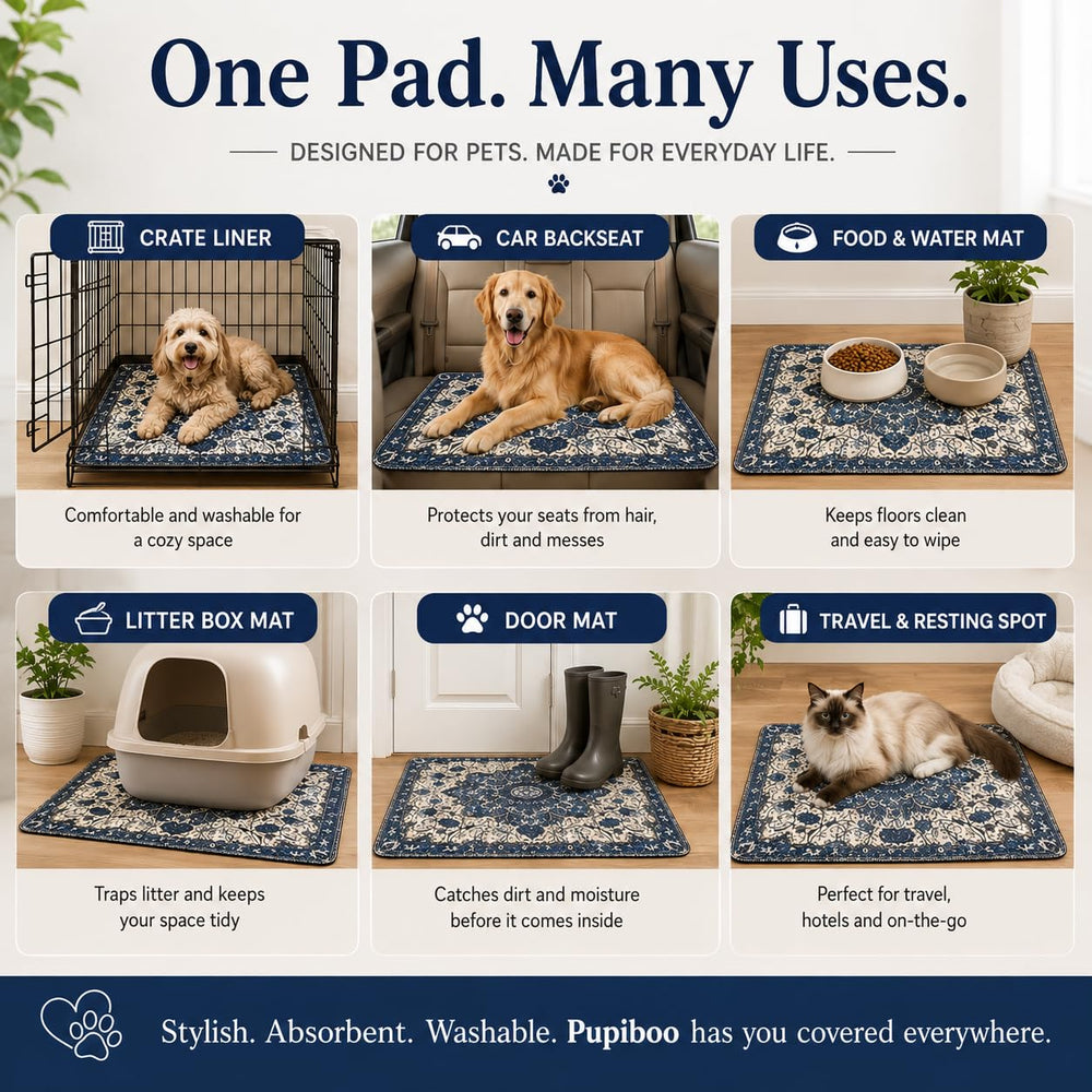 PUPIBOO pad in crate protecting bedding and absorbing spills
