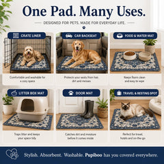 PUPIBOO pad in crate protecting bedding and absorbing spills